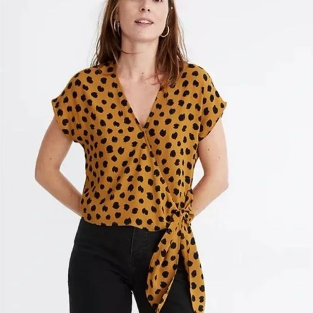 Madewell Sash-Tie Wrap Top in Painted Spots, XL